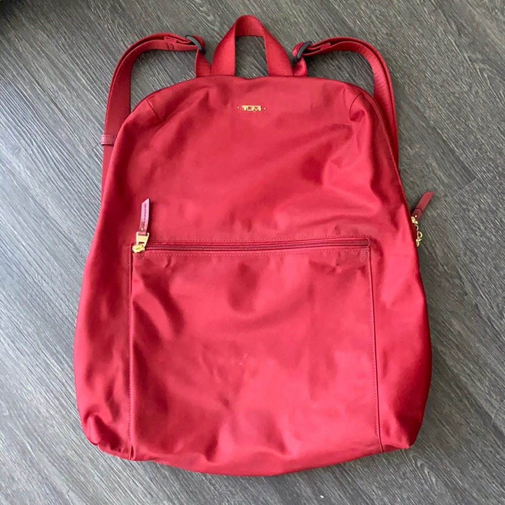 Tumi Nylon Backpack, Maroon & Gold